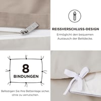 BEDSURE 220x240 cm pamut ágyneműhuzat szett bézs-taupe, 3 részes, 2 párnahuzattal 6