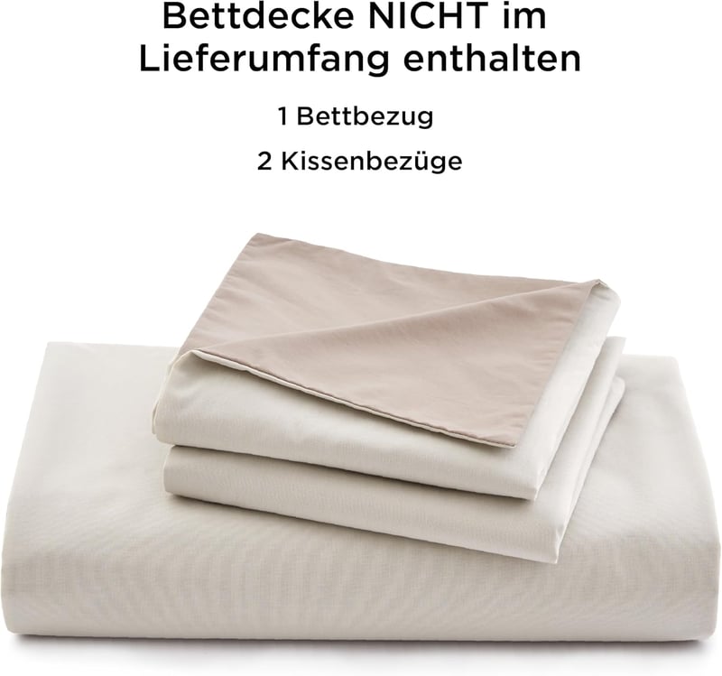 BEDSURE 220x240 cm pamut ágyneműhuzat szett bézs-taupe, 3 részes, 2 párnahuzattal