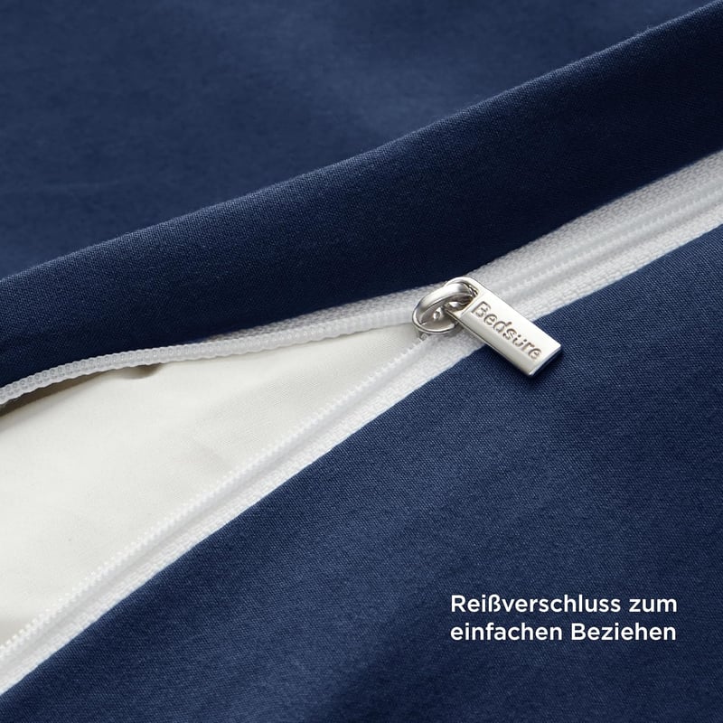Bedsure 3 részes ágyneműhuzat szett 155x220 cm kék mikroszálas cipzárral