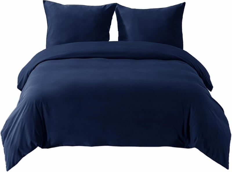 Bedsure 3 részes ágyneműhuzat szett 155x220 cm kék mikroszálas cipzárral