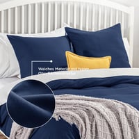 Bedsure 3 részes ágyneműhuzat szett 155x220 cm kék mikroszálas cipzárral 4