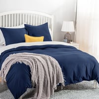 Bedsure 3 részes ágyneműhuzat szett 155x220 cm kék mikroszálas cipzárral 7