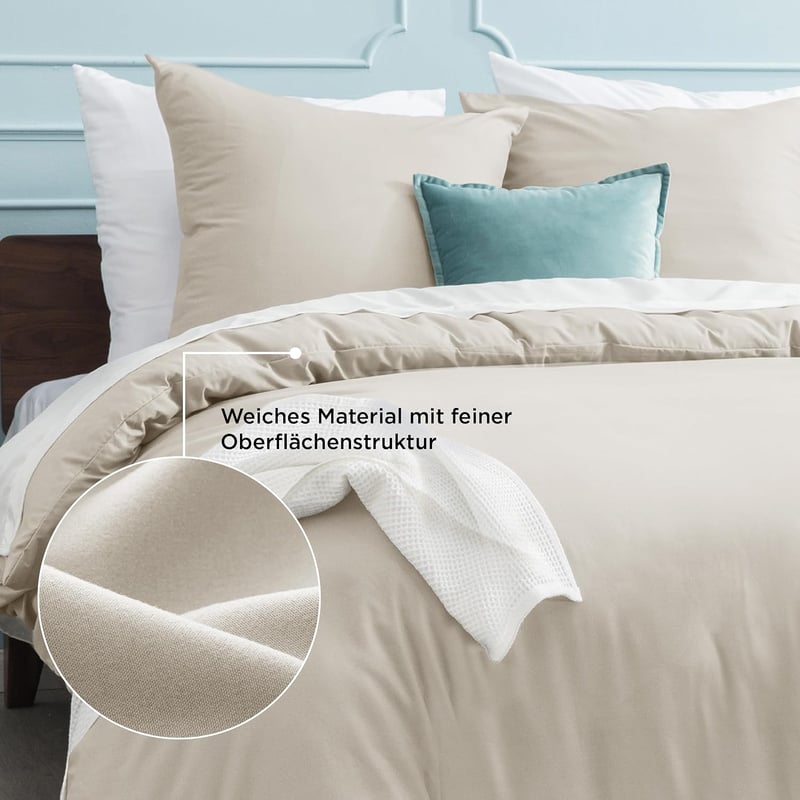 Set de lenjerie de pat Bedsure din 3 piese, 155x220 cm, microfibră, cu fermoar