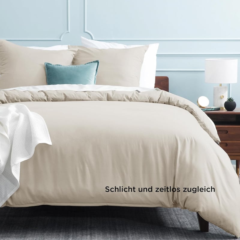 Set de lenjerie de pat Bedsure din 3 piese, 155x220 cm, microfibră, cu fermoar