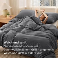 Bedsure 3 részes ágyneműhuzat szett 220x240 cm antracit, cipzárral 3