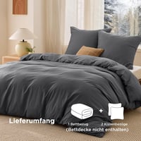 Bedsure 3 részes ágyneműhuzat szett 220x240 cm antracit, cipzárral 4