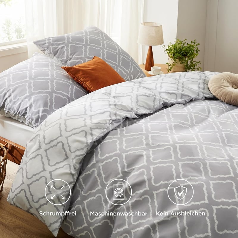 Bedsure 3 részes mikroszálas ágynemű szett 200x200 cm szürke dupla ágyhoz