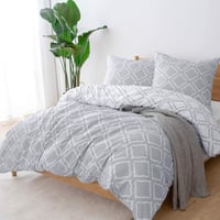 Bedsure 3 részes mikroszálas ágynemű szett 200x220 cm szürke kockás 3