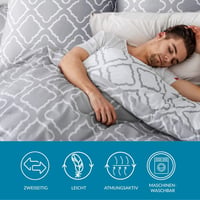 Bedsure 3 részes mikroszálas ágynemű szett 200x220 cm szürke kockás 5
