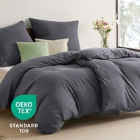 BEDSURE 4 részes ágyneműhuzat szett 135x200 cm antracit, pamut-szerű puha 6