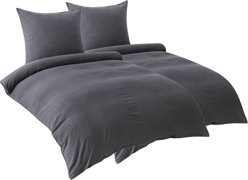 BEDSURE 4 részes ágyneműhuzat szett 135x200 cm antracit, pamut-szerű puha