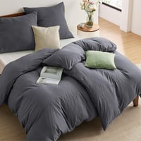 BEDSURE 4 részes ágyneműhuzat szett 135x200 cm antracit, pamut-szerű puha 2