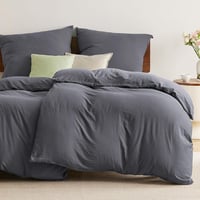 BEDSURE 4 részes ágyneműhuzat szett 135x200 cm antracit, pamut-szerű puha 1