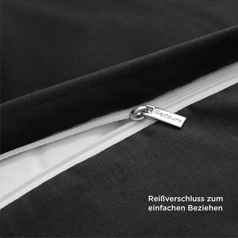 Bedsure 4 részes fekete ágyneműhuzat szett 135x200 cm, cipzárral