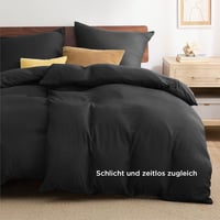 Bedsure 4 részes fekete ágyneműhuzat szett 135x200 cm, cipzárral 2