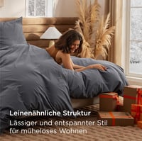 BEDSURE 4 részes pamut ágyneműhuzat szett 135x200 cm antracit szürke cipzárral 2
