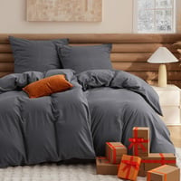 BEDSURE 4 részes pamut ágyneműhuzat szett 135x200 cm antracit szürke cipzárral 8