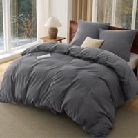 BEDSURE 4 részes pamut ágyneműhuzat szett 135x200 cm antracit szürke cipzárral 1