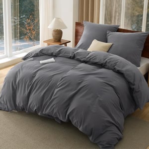 BEDSURE pamučna posteljina - antracit - 135x200 cm (4-dijelni set, s 2 jastučnice 80x80 cm)
