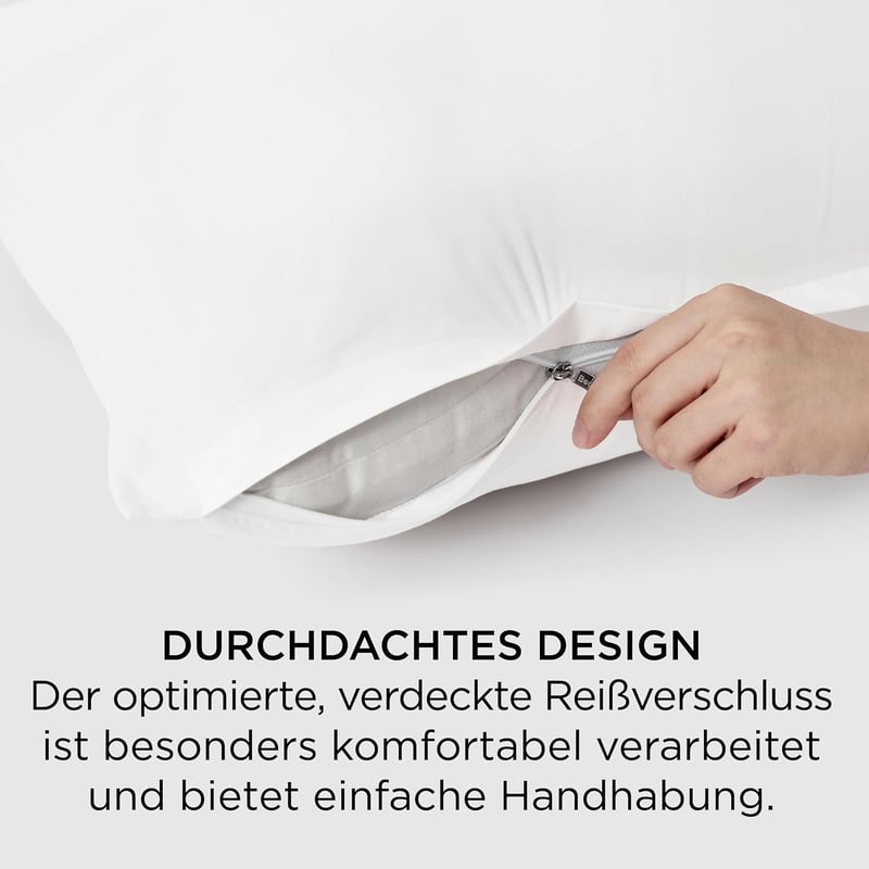 BEDSURE 80x80 cm pamut díszpárnahuzat 2 db cipzárral, fehér párnahuzat kanapéhoz és ágyhoz, Oeko-Tex