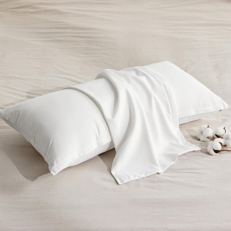 BEDSURE 40 x 80 cm pamut díszpárnahuzat 2 db cipzárral, fehér, légáteresztő párnahuzat huzat, Oeko-Tex minősített