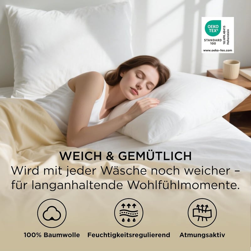 BEDSURE 80x80 cm pamut díszpárnahuzat 2 db cipzárral, fehér párnahuzat kanapéhoz és ágyhoz, Oeko-Tex