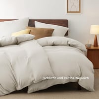 Bedsure Ágynemű Szett 135x200 cm, 4 Részes Natúr Bézs, 2 Paplanhuzat és 2 Párnahuzat 80x80 cm, Oeko-Tex Tanúsított, Légáteresztő Mikroszálas 3
