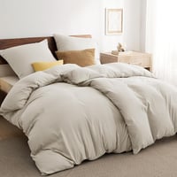 Bedsure Ágynemű Szett 135x200 cm, 4 Részes Natúr Bézs, 2 Paplanhuzat és 2 Párnahuzat 80x80 cm, Oeko-Tex Tanúsított, Légáteresztő Mikroszálas 2
