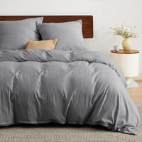 BEDSURE Ágynemű Szett 155x220 cm Szürke - Puha Mikroszálas Poliészter Ágyneműhuzat Garnitúra Cipzárral, 2 Párnahuzattal, Légáteresztő és Tar 1