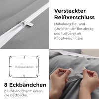 BEDSURE Ágynemű Szett 155x220 cm Szürke - Puha Mikroszálas Poliészter Ágyneműhuzat Garnitúra Cipzárral, 2 Párnahuzattal, Légáteresztő és Tar 5