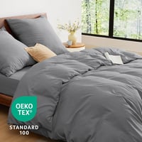BEDSURE Ágynemű Szett 155x220 cm Szürke - Puha Mikroszálas Poliészter Ágyneműhuzat Garnitúra Cipzárral, 2 Párnahuzattal, Légáteresztő és Tar 6