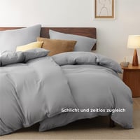 Bedsure súprava posteľnej bielizne 135x200 cm, 4-dielna, sivá - 2x obliečka na prikrývku 135x200 cm + 2x obliečka na vankúš 80x80 cm, mikrovlákno (polyester), zapínanie na zips, 3