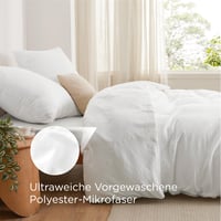 Bedsure Súprava obliečok 200x200 cm biela, 3-dielna – Obliečka na paplón a vankúš 80x80 cm jemná ako bavlna, so zipsom, certifikát Oeko-Tex 3
