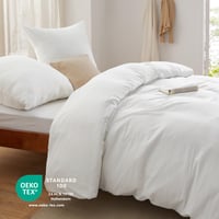 Bedsure Súprava obliečok 200x200 cm biela, 3-dielna – Obliečka na paplón a vankúš 80x80 cm jemná ako bavlna, so zipsom, certifikát Oeko-Tex 5