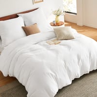 Bedsure Súprava obliečok 200x200 cm biela, 3-dielna – Obliečka na paplón a vankúš 80x80 cm jemná ako bavlna, so zipsom, certifikát Oeko-Tex 7