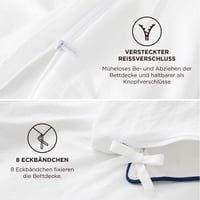 Bedsure Súprava obliečok 200x200 cm biela, 3-dielna – Obliečka na paplón a vankúš 80x80 cm jemná ako bavlna, so zipsom, certifikát Oeko-Tex 4