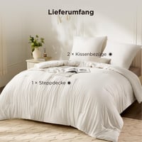 BEDSURE set posteljine bez navlake 240x260 cm - poplun s jastučnicom 40x70 cm, za sva 4 godišnja doba, za alergičare, labud bijela boja, set od 3 dijela 7