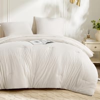 BEDSURE set posteljine bez navlake 240x260 cm - poplun s jastučnicom 40x70 cm, za sva 4 godišnja doba, za alergičare, labud bijela boja, set od 3 dijela 1