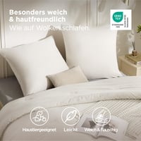 BEDSURE set posteljine bez navlake 240x260 cm - poplun s jastučnicom 40x70 cm, za sva 4 godišnja doba, za alergičare, labud bijela boja, set od 3 dijela 2