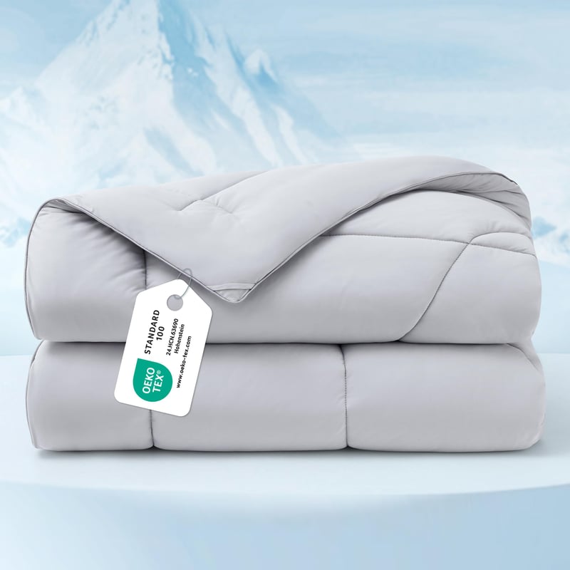 BEDSURE Arc-Chill chladivá letná prikrývka 200x200 cm, obojstranná bambusová deka proti nočnému poteniu, sivá