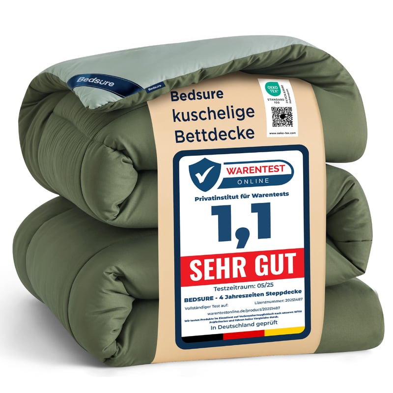 BEDSURE Pilotă cu Husă Integrată 155x220 cm - Lenjerie de Pat fără Husă Detașabilă, Protecție pentru Pilotă Integrată