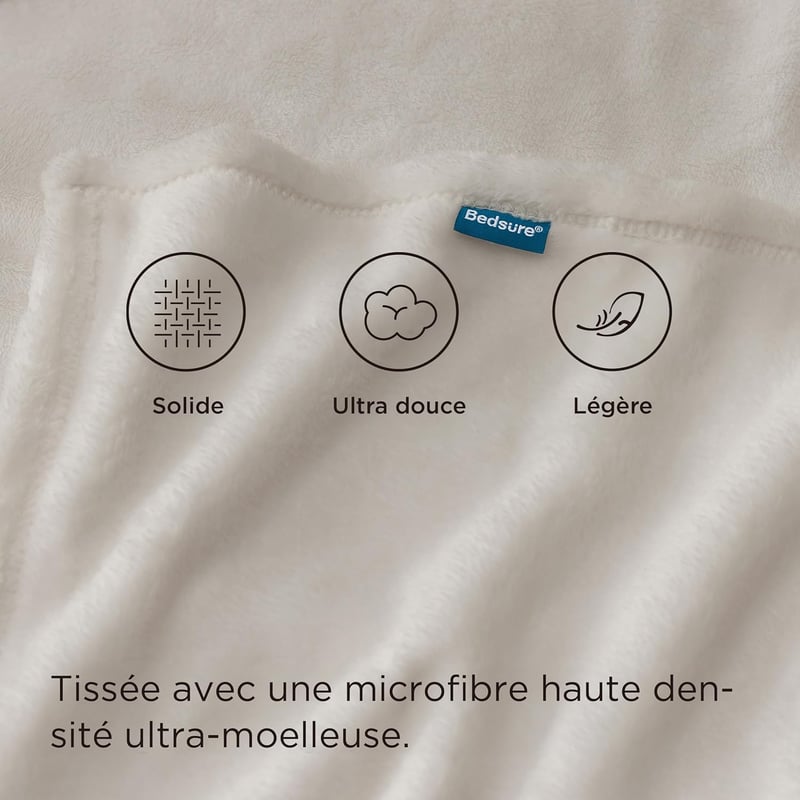 BEDSURE Bézs puha plüss polár takaró 130 x 150 cm, meleg kanapéra és gyerekeknek, nappali takaró
