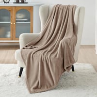 Pătură din polar pufoasă Bedsure pentru sufragerie și camera copiilor 130 x 150 cm, pătură de iarnă maro deschis 2