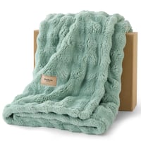 BEDSURE Bubble deka 130x170 cm zelená – jemná plyšová fleecová deka na pohovku, hrejivý prehoz na posteľ, deka ako obláčik pre ženy, dekorácia do izby 1