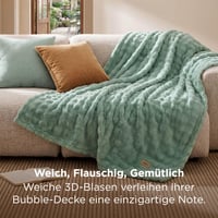 BEDSURE Bubble deka 130x170 cm zelená – jemná plyšová fleecová deka na pohovku, hrejivý prehoz na posteľ, deka ako obláčik pre ženy, dekorácia do izby 3