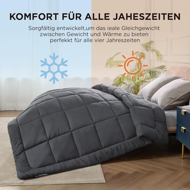 BEDSURE Egész éves paplan 155x220 cm, Oeko-TEX, 300 gsm, szürke, allergia barát