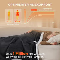 BEDSURE Elektromos Takaró 130x180cm, 6 Hőfokozat, 10 Órás Időzítő, Túlmelegedés Védelem 2