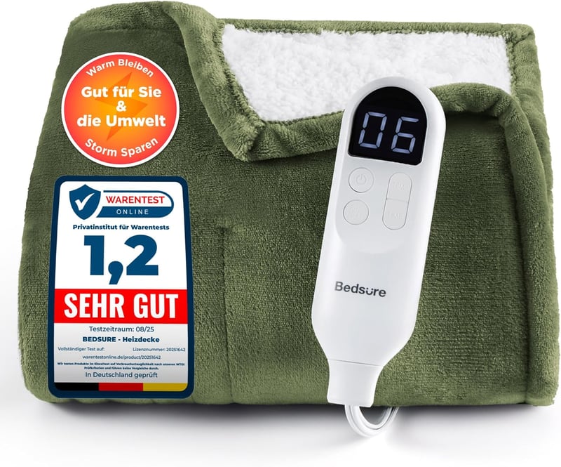 BEDSURE Elektromos Takaró 130x180cm, 6 Hőfokozat, 10 Órás Időzítő, Túlmelegedés Védelem