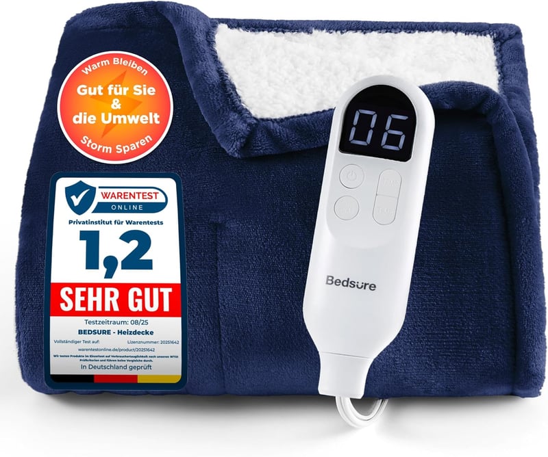 BEDSURE Elektromos Takaró 130x180cm, 6 Hőfokozat, 10 Órás Időzítő, Automatikus Lekapcsolás