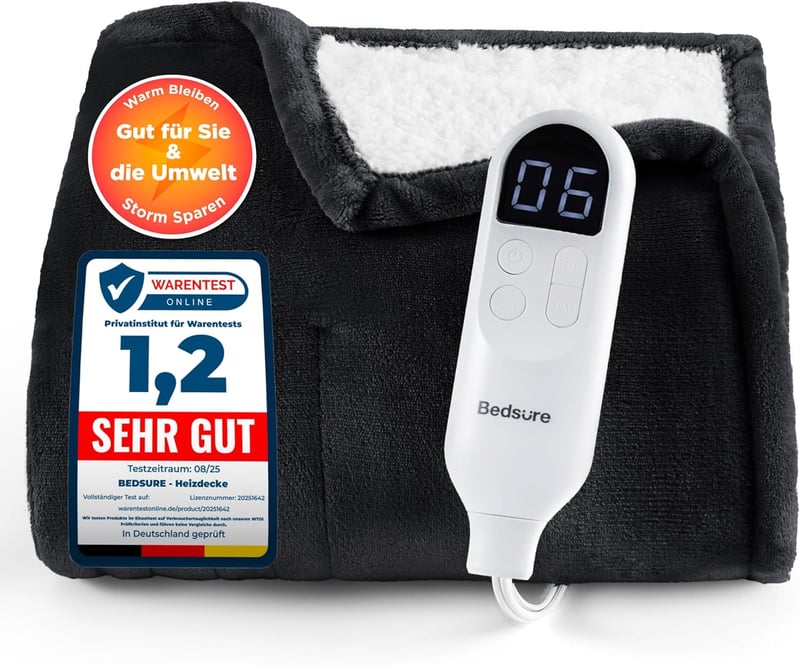 BEDSURE Elektromos Takaró 130x180cm, 6 Hőfokozat, 10 Órás Időzítő, Túlmelegedés Védelem